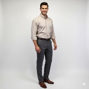 Jos A Bank Dress Shirt Mens 16 Tan Travelers‎ Collection Business Preppy Formal